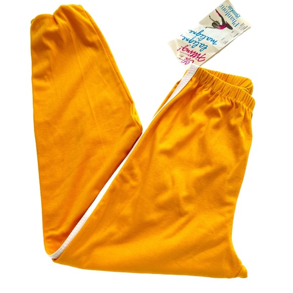Vintage 90s Joggers Bright Yellow White Stripe Phantom New NWT Sz S Canada Made - Picture 1 of 6